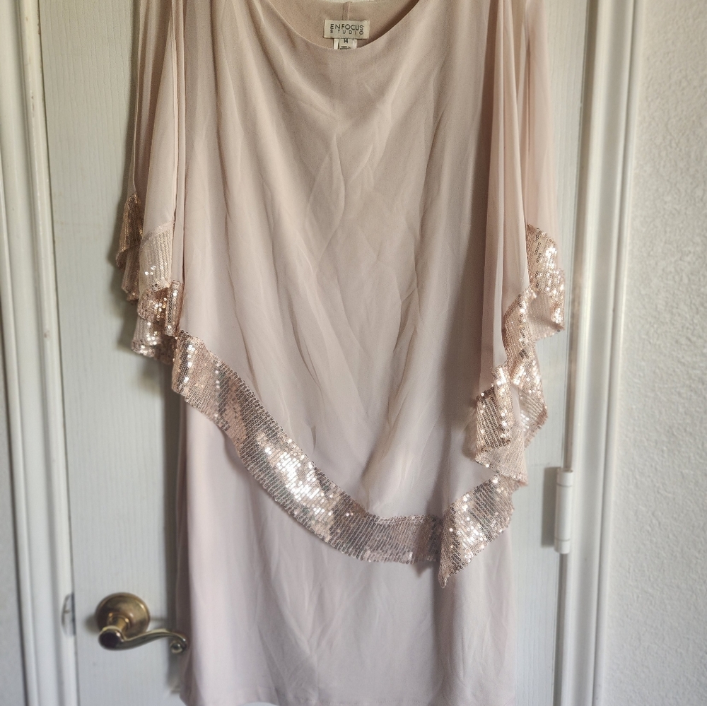 BEIGE SEQUN DRESS Size 14